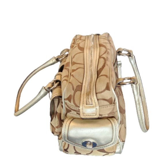 COACH MONOGRAM SIGNATURE GALLERY POCKET TOTE SATCHEL WITH MATCHING WALLET - Picture 5 of 8